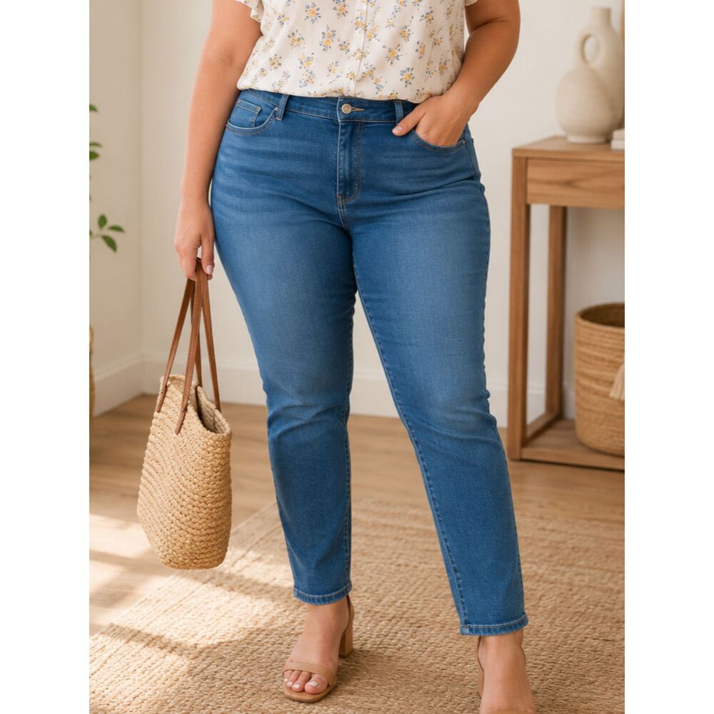 St. John’s Bay Skinny Jeans Women’s 18 Blue Stretch Denim Mid Rise